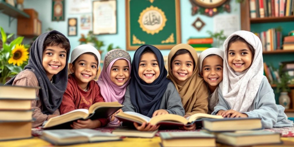 Anak-anak belajar Al-Qur'an dengan semangat.