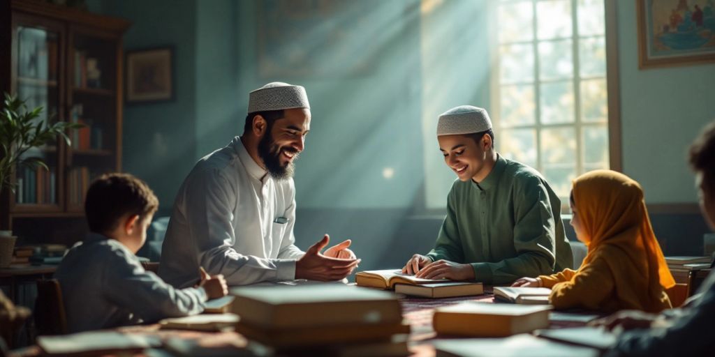 Kelas tenang dengan siswa belajar Al-Quran.